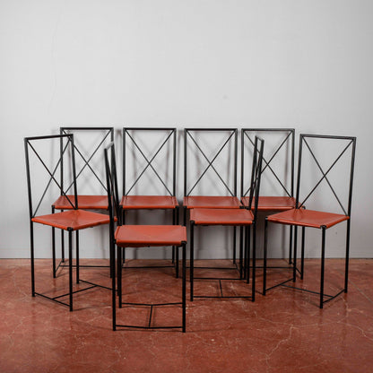 Set 8 sedie Asnago vender flexform 1985 Moka design