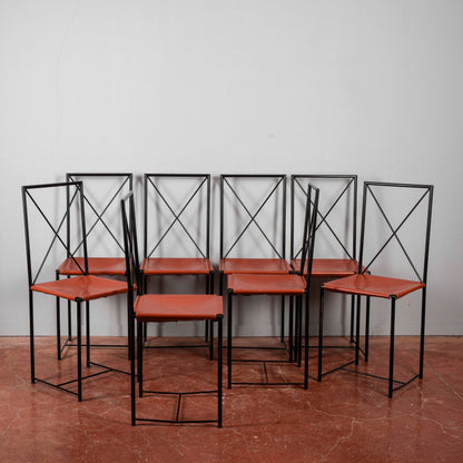 Set 8 sedie Asnago vender flexform 1985 Moka design