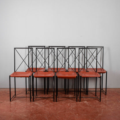 Set 8 sedie Asnago vender flexform 1985 Moka design