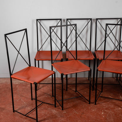 Set 8 sedie Asnago vender flexform 1985 Moka design