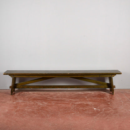 Set Tavolo e panca abete verde XX secolo