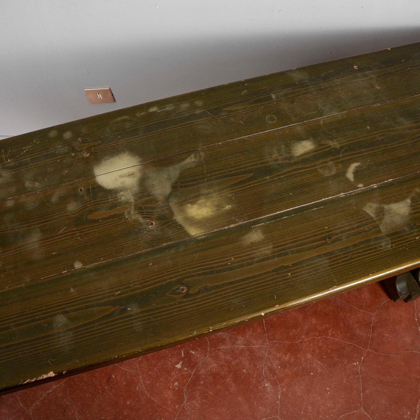 Set Tavolo e panca abete verde XX secolo