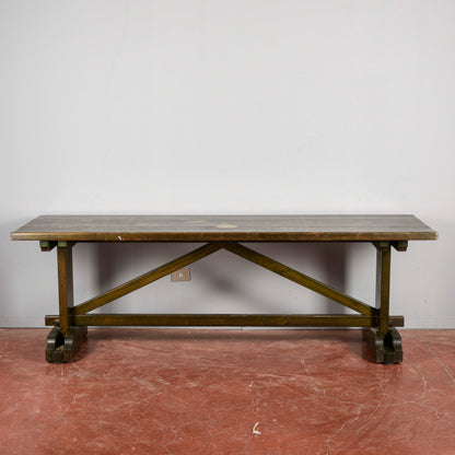 Set Tavolo e panca abete verde XX secolo