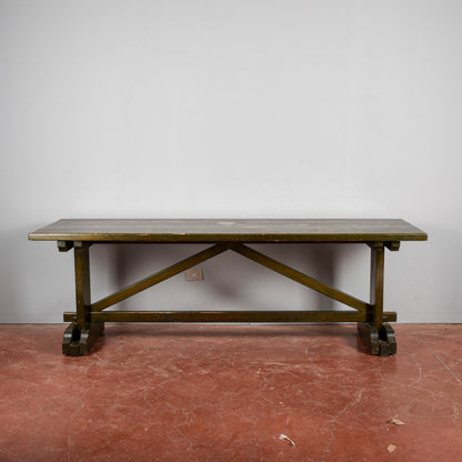 Set Tavolo e panca abete verde XX secolo
