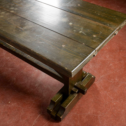Tavolo abete lungo XX secolo verniciato verde