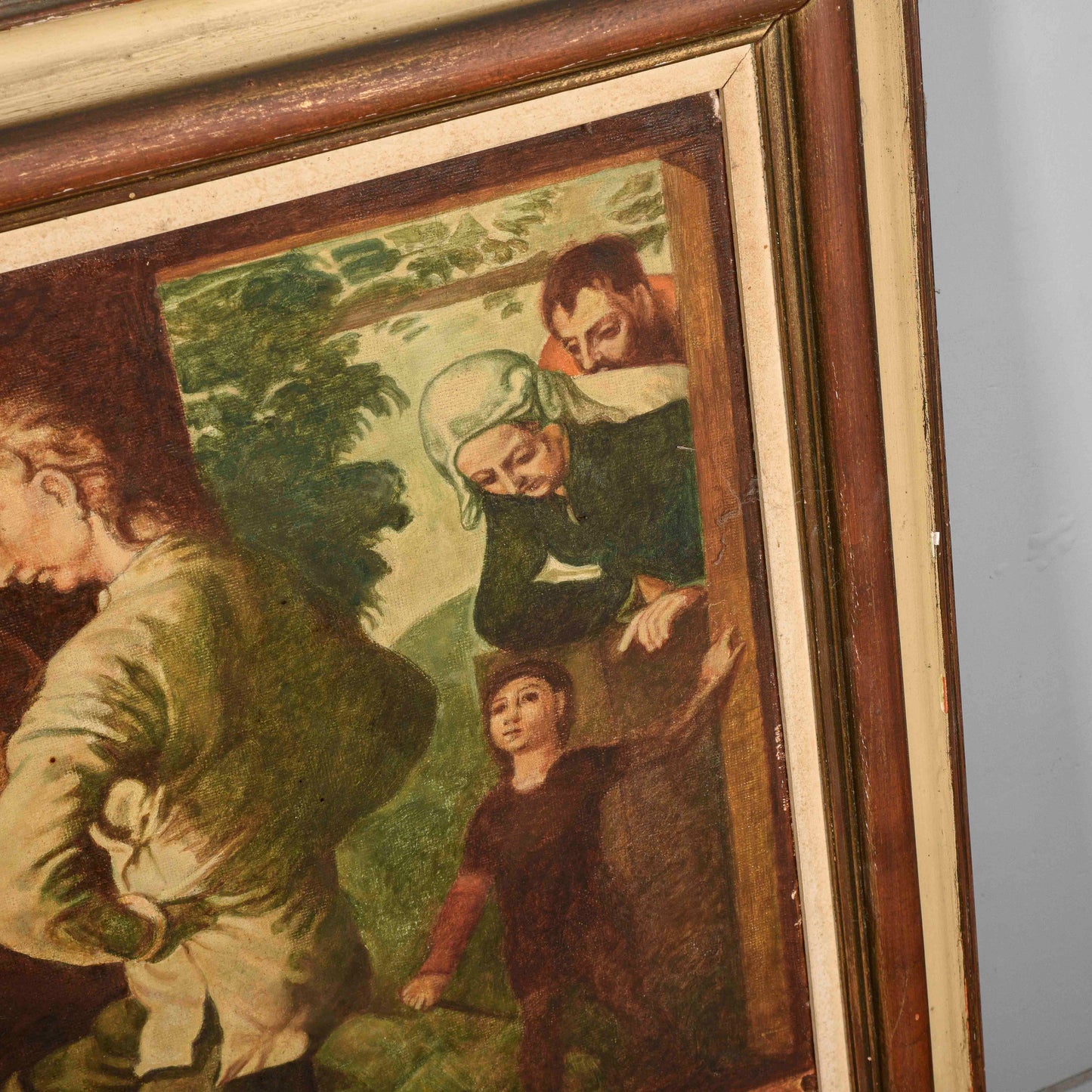 Quadro grande dipinto da Cesare Peruzzi 1958 riproduzione La danza delle uova Aertszen