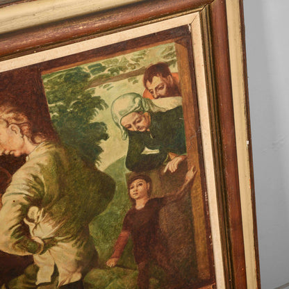 Quadro grande dipinto da Cesare Peruzzi 1958 riproduzione La danza delle uova Aertszen