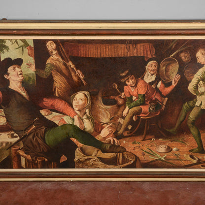 Quadro grande dipinto da Cesare Peruzzi 1958 riproduzione La danza delle uova Aertszen
