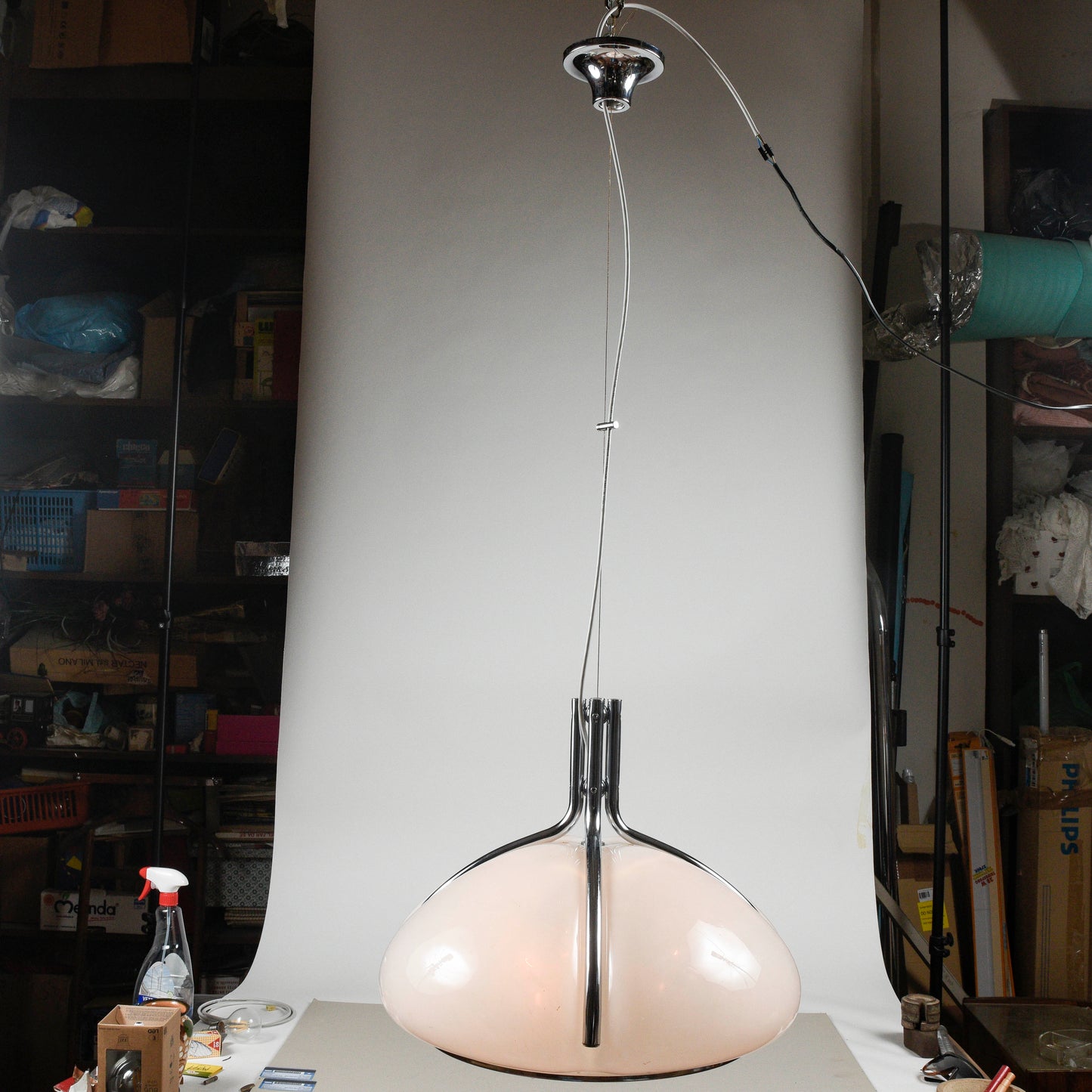 Lampadario Harvey Guzzini Quadrifoglio design anni 70