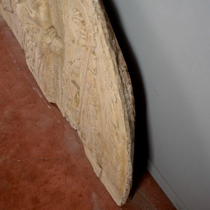 Lunetta in gesso Madonna con Bambino e angeli stile alta epoca XIII secolo