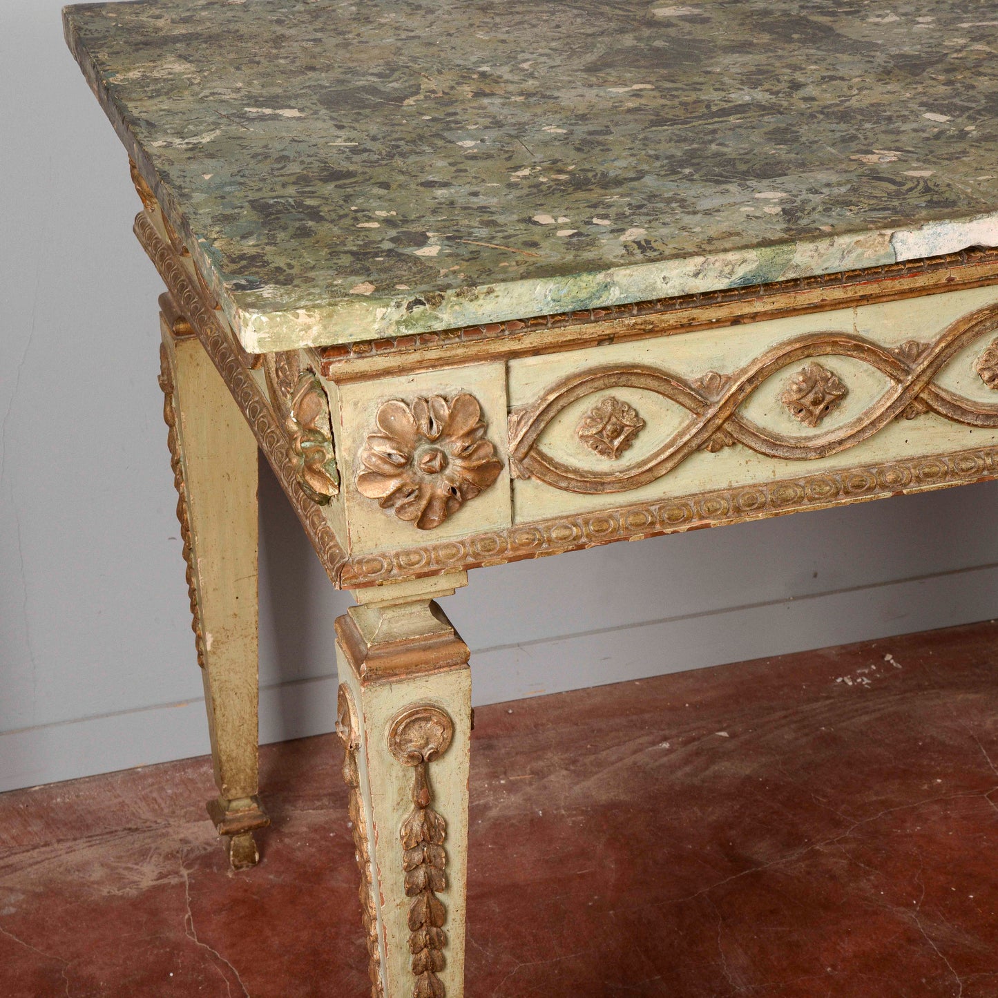 Consolle tavolo scrittoio legno laccata Luigi XIV epoca 1600 pianoforte in scagliola
