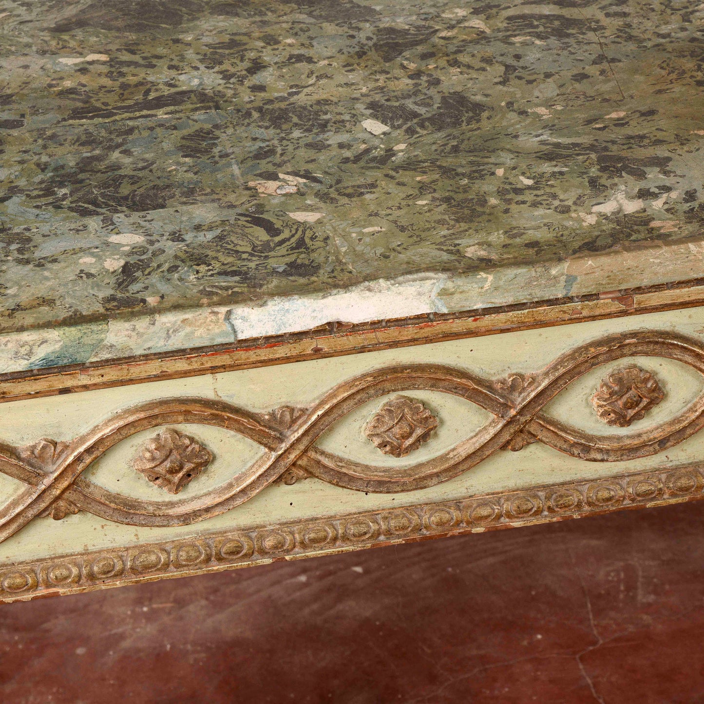 Consolle tavolo scrittoio legno laccata Luigi XIV epoca 1600 pianoforte in scagliola