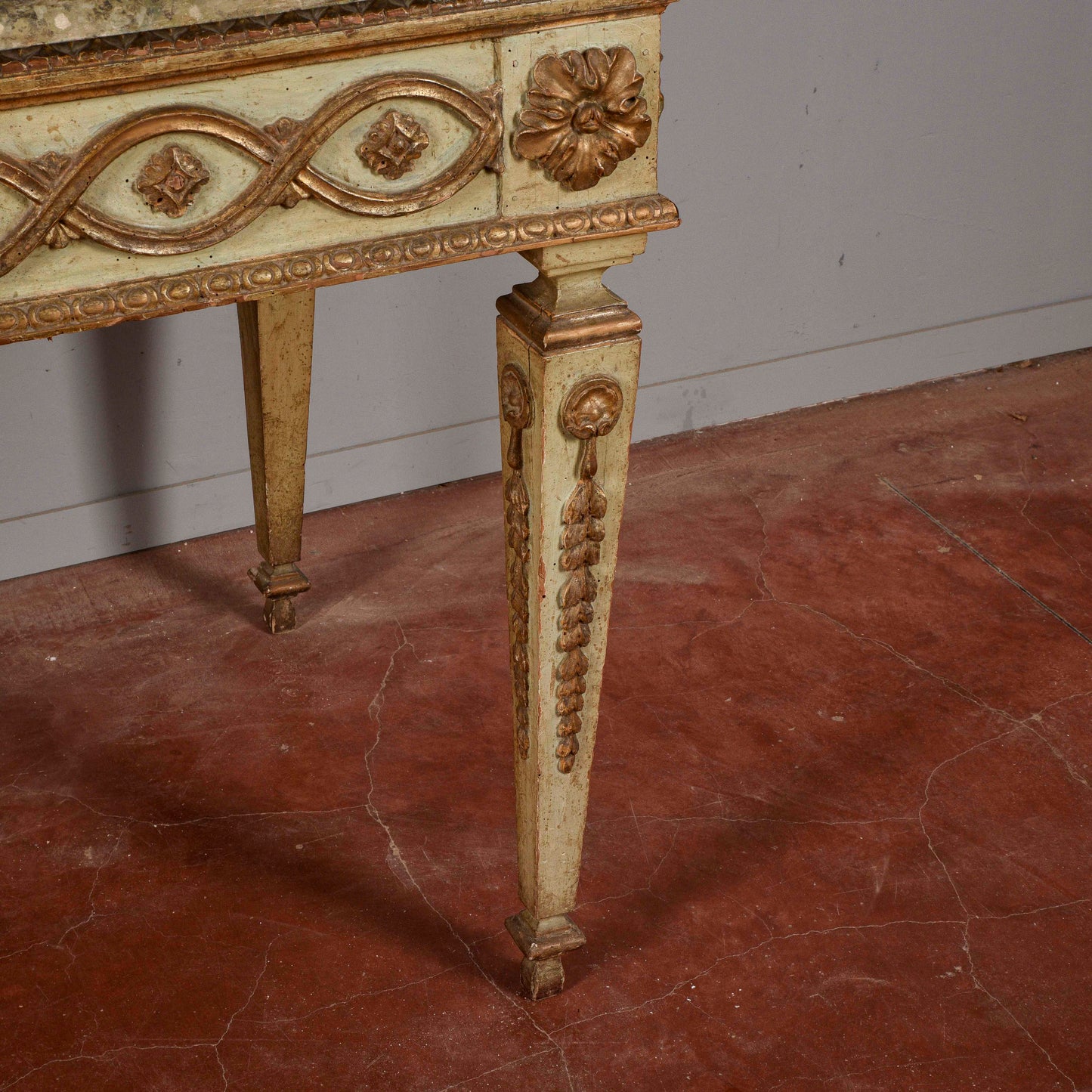 Consolle tavolo scrittoio legno laccata Luigi XIV epoca 1600 pianoforte in scagliola