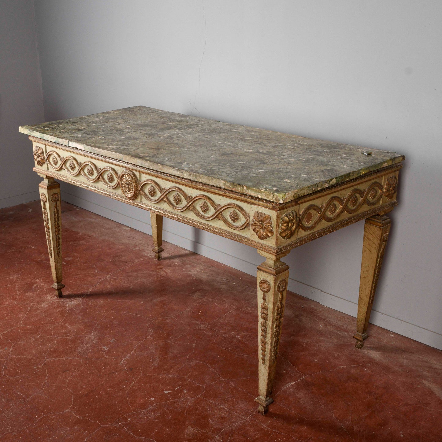 Consolle tavolo scrittoio legno laccata Luigi XIV epoca 1600 pianoforte in scagliola