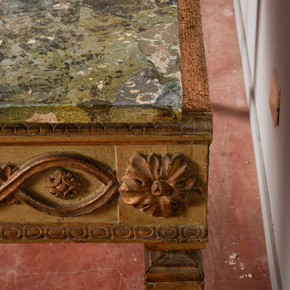 Consolle tavolo scrittoio legno laccata Luigi XIV epoca 1600 pianoforte in scagliola