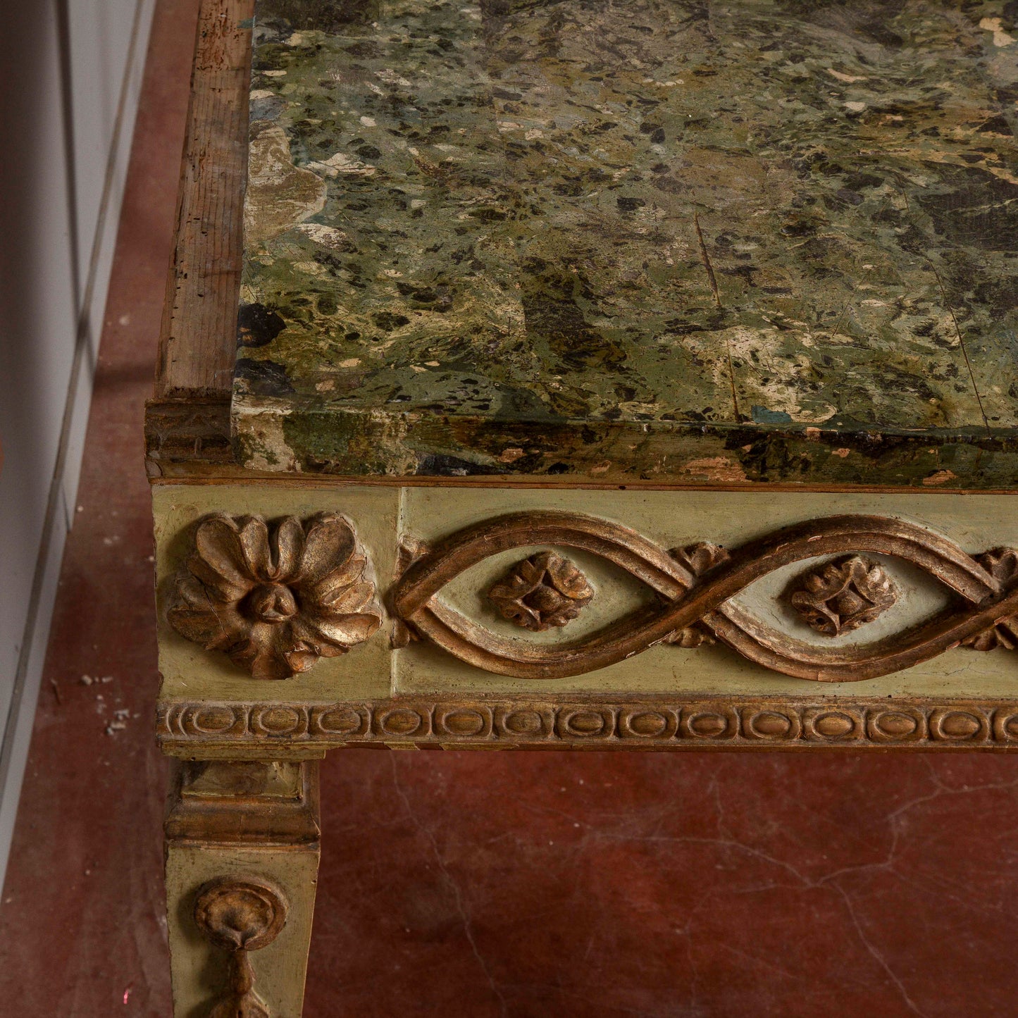 Consolle tavolo scrittoio legno laccata Luigi XIV epoca 1600 pianoforte in scagliola