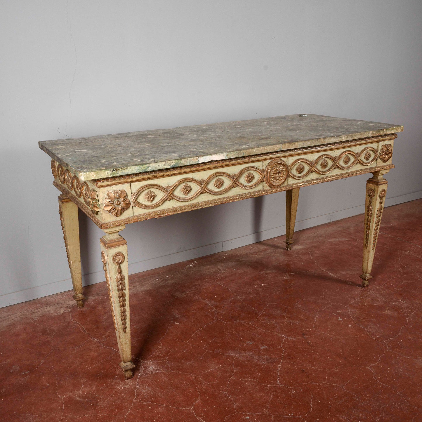 Consolle tavolo scrittoio legno laccata Luigi XIV epoca 1600 pianoforte in scagliola