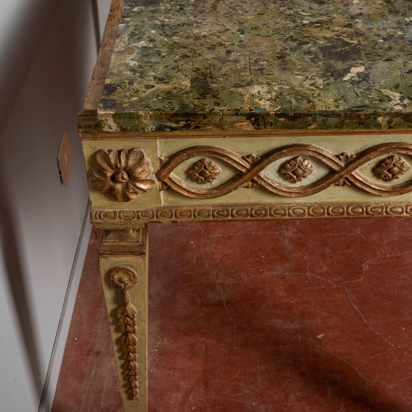 Consolle tavolo scrittoio legno laccata Luigi XIV epoca 1600 pianoforte in scagliola