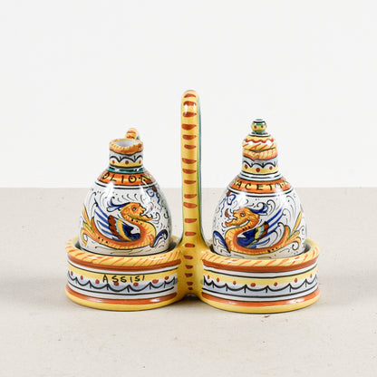 set olio e aceto assisi deruta in terracotta dipinta a mano