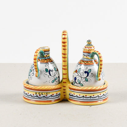 set olio e aceto assisi deruta in terracotta dipinta a mano