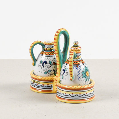set olio e aceto assisi deruta in terracotta dipinta a mano