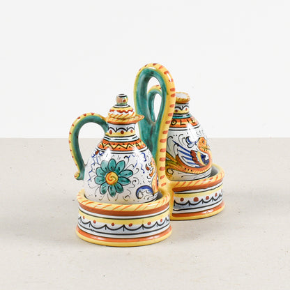 set olio e aceto assisi deruta in terracotta dipinta a mano