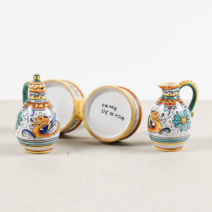 set olio e aceto assisi deruta in terracotta dipinta a mano