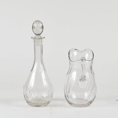 set acqua e vino in vetro smerigliato