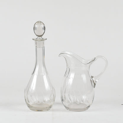 set acqua e vino in vetro smerigliato