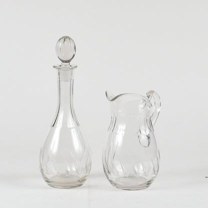 set acqua e vino in vetro smerigliato