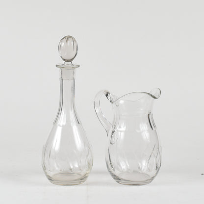 set acqua e vino in vetro smerigliato