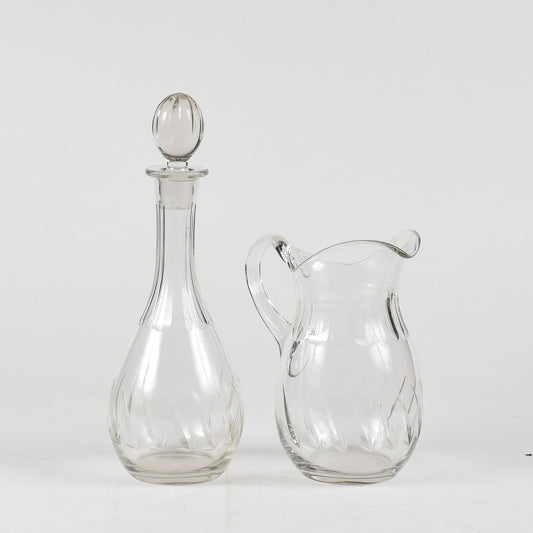 set acqua e vino in vetro smerigliato