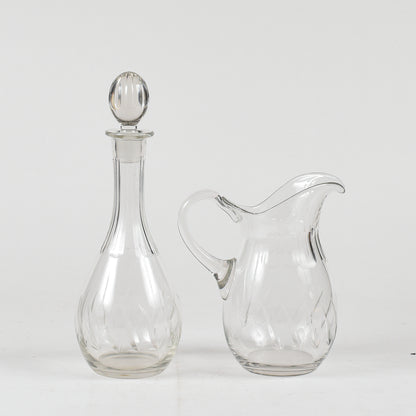 set acqua e vino in vetro smerigliato