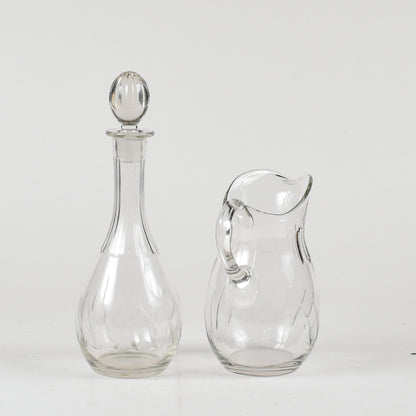 set acqua e vino in vetro smerigliato