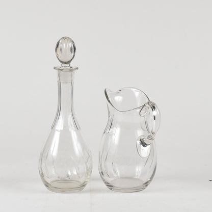 set acqua e vino in vetro smerigliato