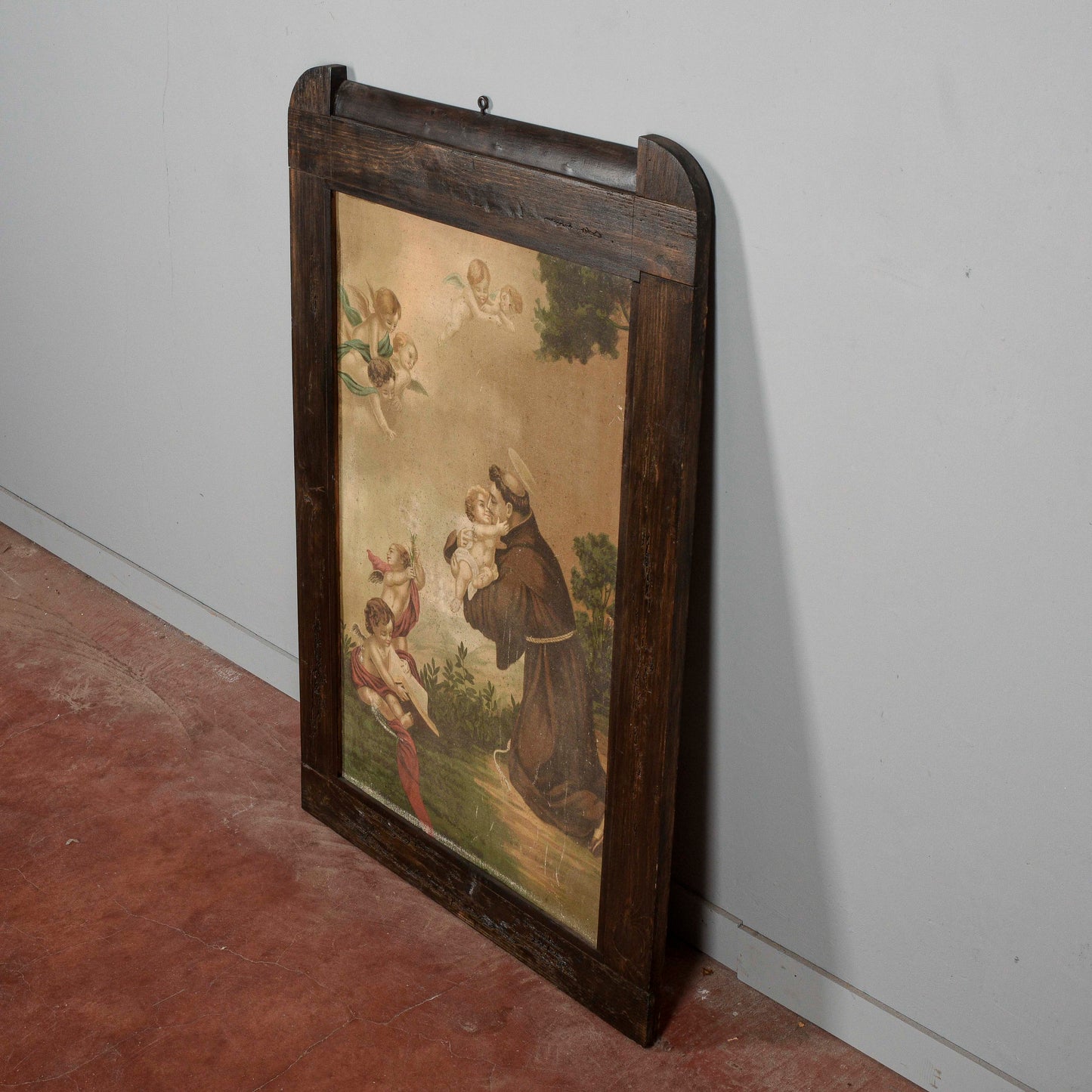 Cornice con antica stampa su tela S Antonio da Padova