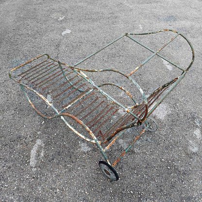 Lettino sdraio chaise-longue in ferro da giardino epoca XX secolo'