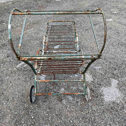 Lettino sdraio chaise-longue in ferro da giardino epoca XX secolo'
