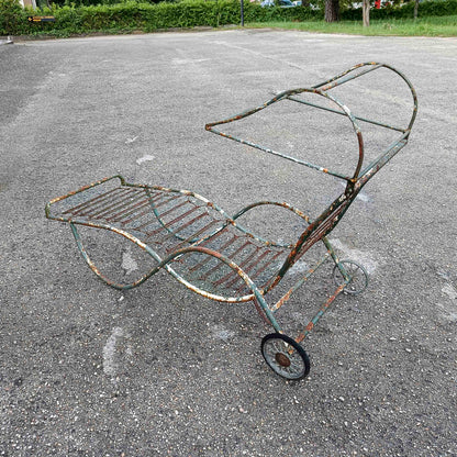 Lettino sdraio chaise-longue in ferro da giardino epoca XX secolo'