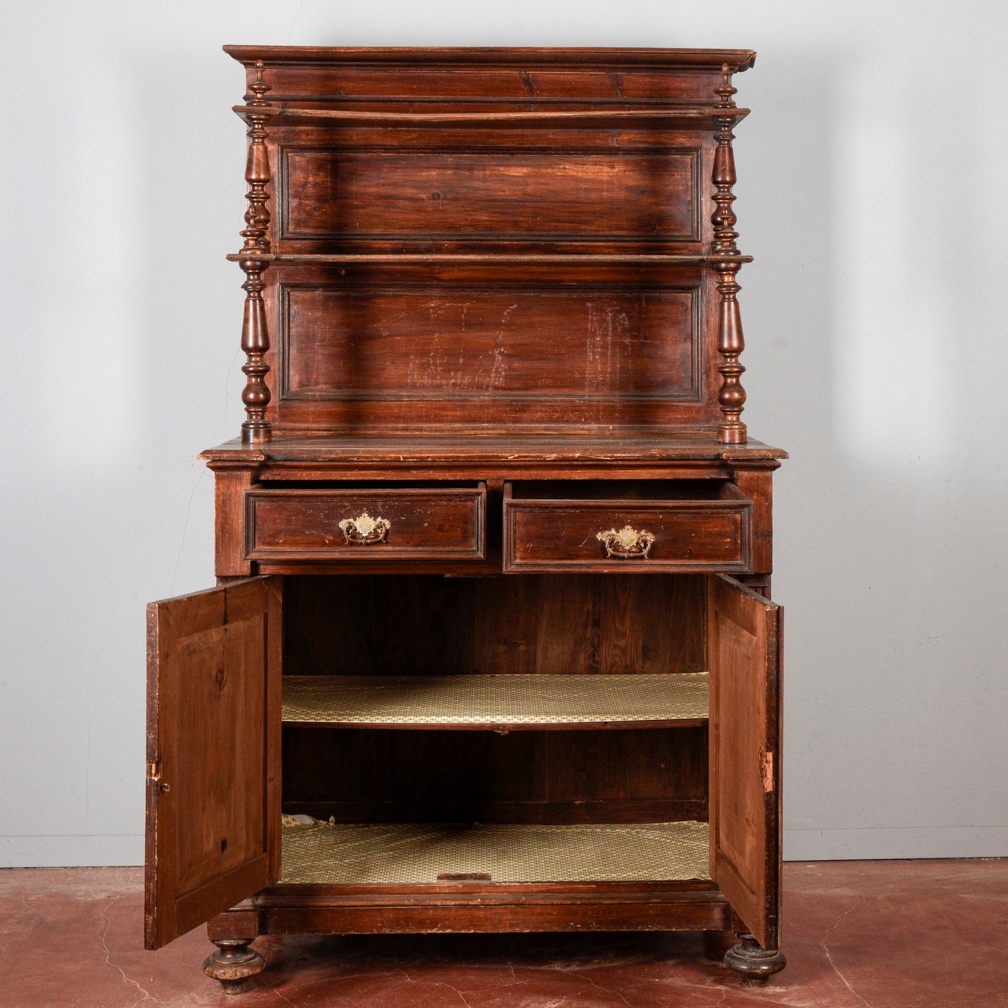 Credenza con piattaia in abete epoca fine XIX secolo