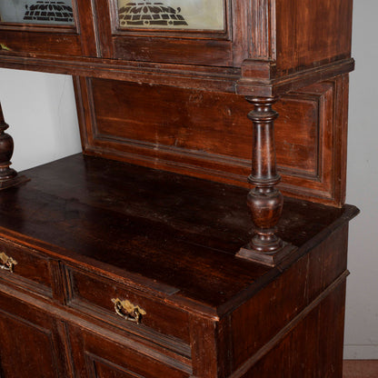 Credenza doppio corpo fine XIX secolo