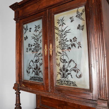 Credenza doppio corpo fine XIX secolo