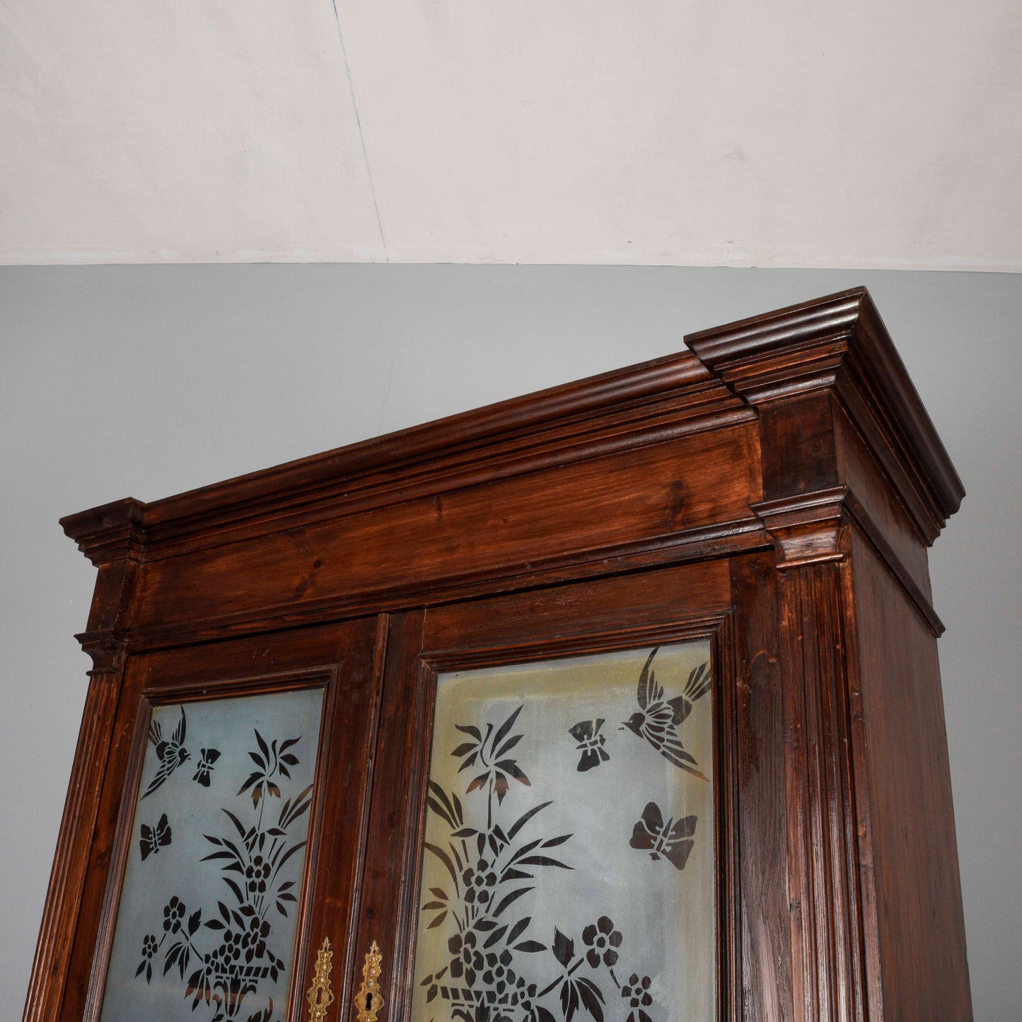 Credenza doppio corpo fine XIX secolo