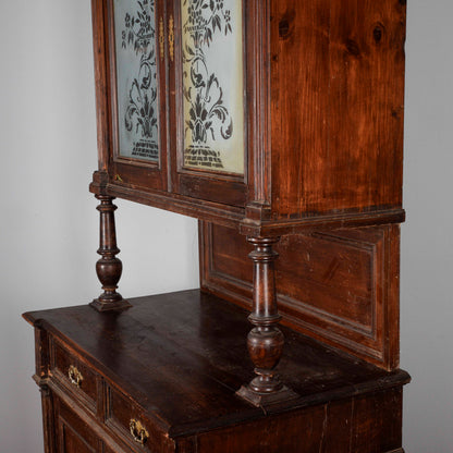 Credenza doppio corpo fine XIX secolo