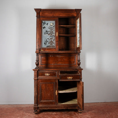 Credenza doppio corpo fine XIX secolo