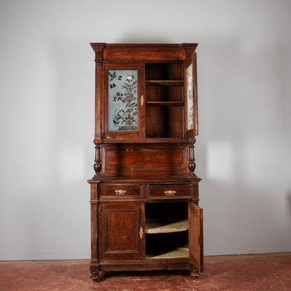 Credenza doppio corpo fine XIX secolo