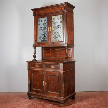 Credenza doppio corpo fine XIX secolo