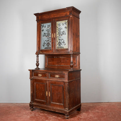 Credenza doppio corpo fine XIX secolo
