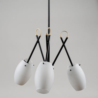 Lampadario vintage restaurato metà secolo stile Stilnovo