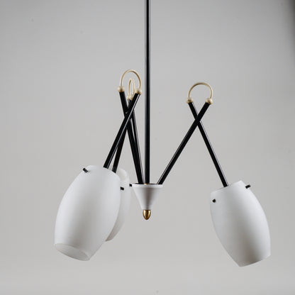 Lampadario vintage restaurato metà secolo stile Stilnovo